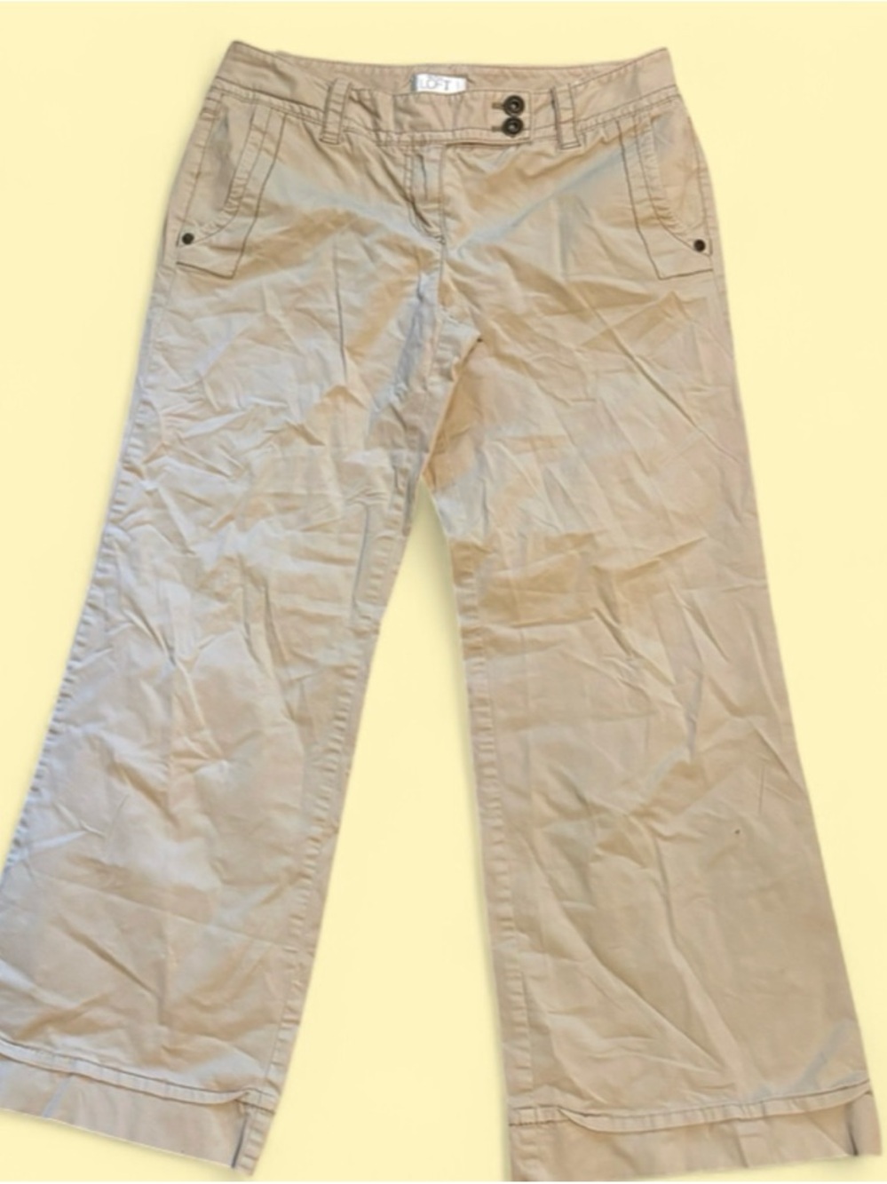 LOFT Petite Khaki Button-Front Pants